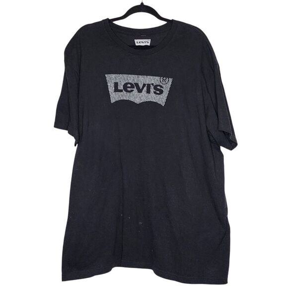 2XL Mens Levis Black Crew Neck Tee Short Sleeve 100% Cotton DIY Craft Cut Grunge - Picture 1 of 7